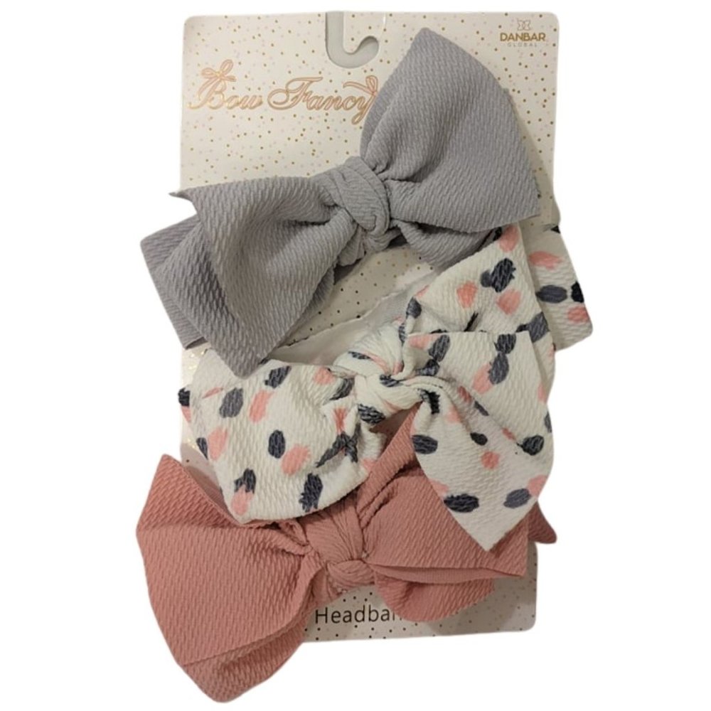 Bow Fancy Set of 3 Headbands for Kids and Girls (One Size)